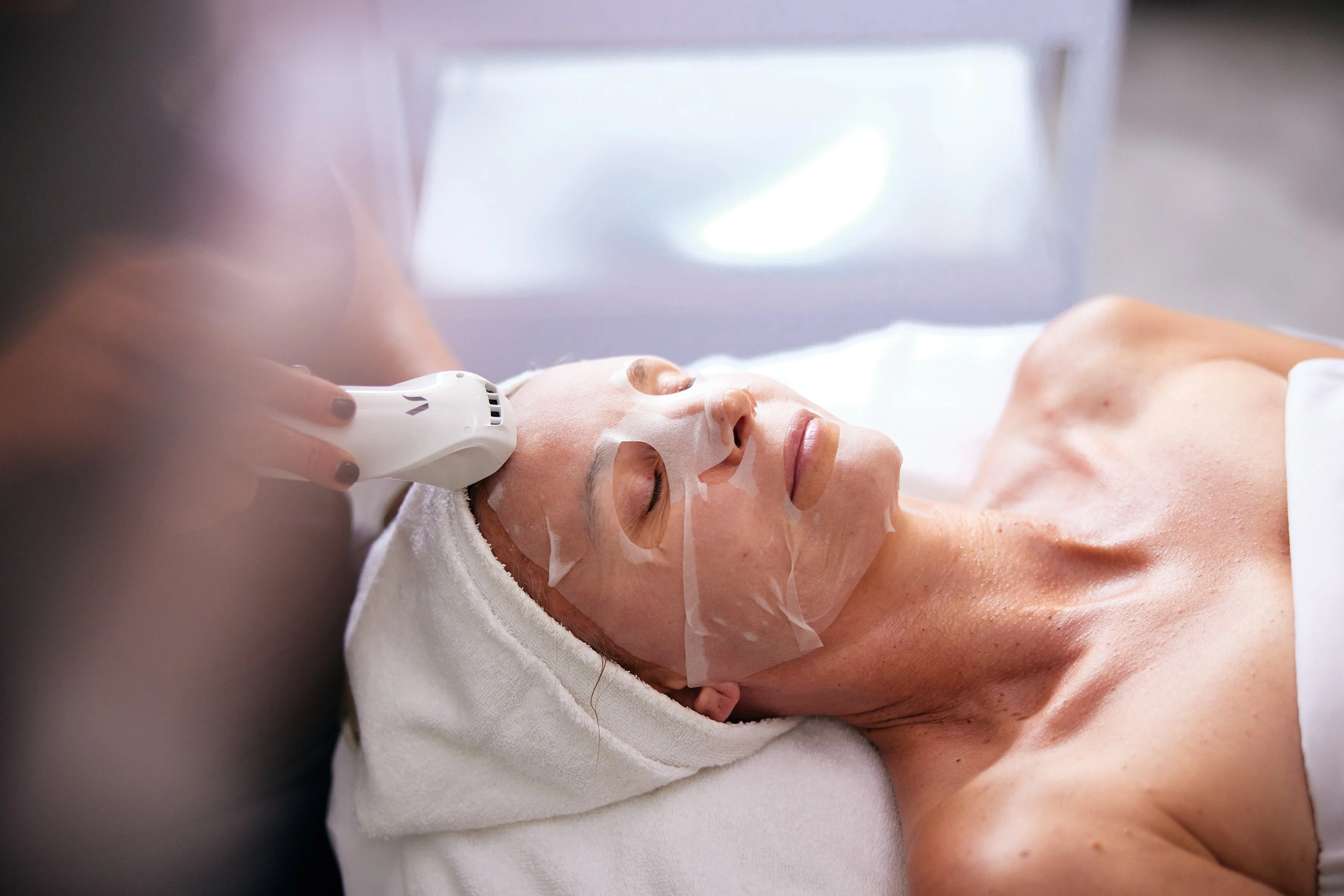 LED and oxygen facial after diamond-tip microdermabrasion at Joanna Vargas Spa Brooklyn in DUMBO.